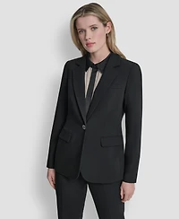 Dkny Women's Newspaper-Print One-Button Blazer