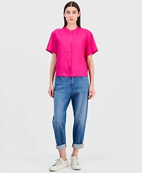 Eileen Fisher Women's Linen Mandarin-Collar Shirt