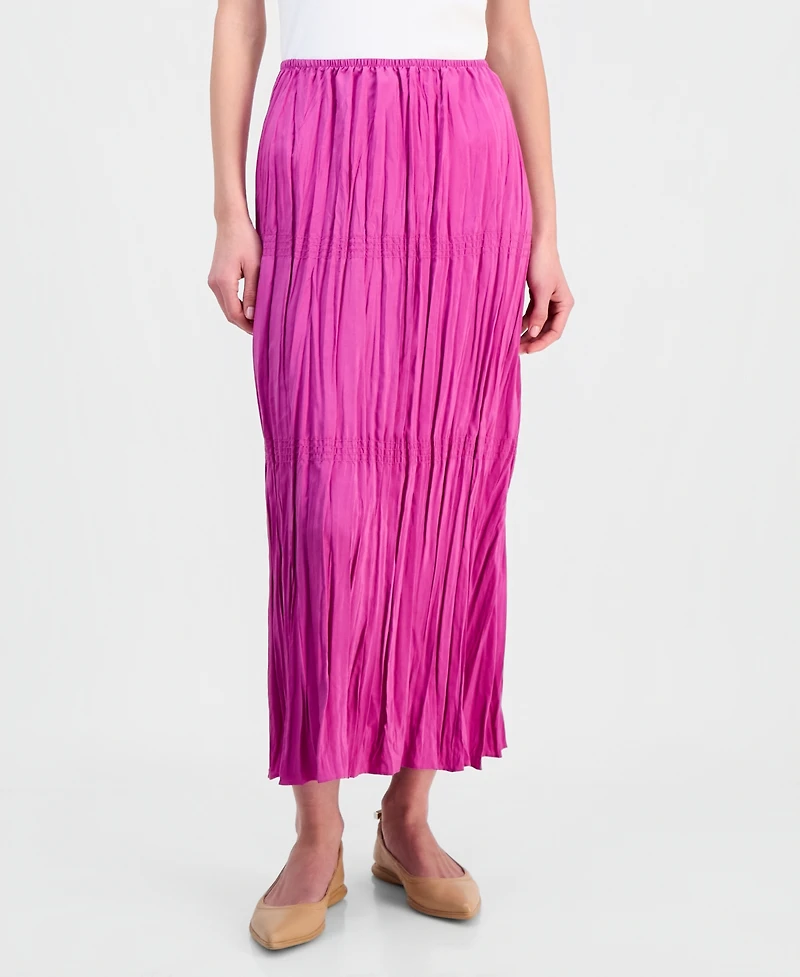 Eileen Fisher Women's Silk Solid-Color Smocked Tiered Skirt