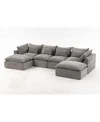 Streamdale Furniture Cloud Couch Oversized Modular Sectional Sofa, 4-Seat with 2 Ottomans