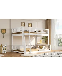 Streamdale Furniture Full Xl over Queen Bunk Bed with Ladder and Guardrails, White