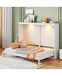 Streamdale Furniture Queen Murphy Bed Wall Modern design with Led Lights