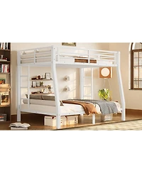 Streamdale Furniture Metal Full Xl over Queen Bunk Bed for Teens/Adults - Space-Saving, Noise Reduced, No Box Spring