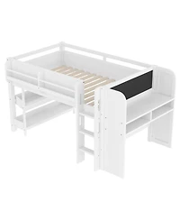Streamdale Furniture Twin Loft Bed with Storage, Desk & Blackboard, White