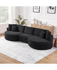 Streamdale furniture 3-seater 129" Curved Upholstered Sofa Couch, Dark Gray