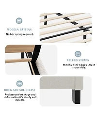 Streamdale Furniture Streamdale King Size Teddy Velvet Upholstered Bed Frame with Headboard & Footboard (White