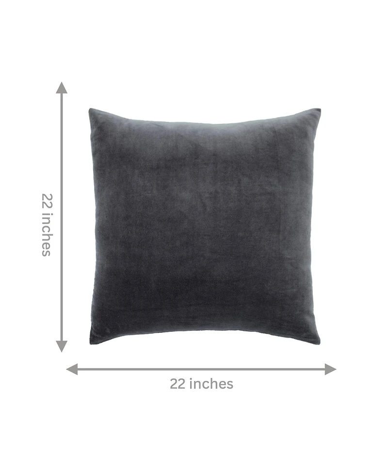 Ihi Home Solid Velvet Pillow Front and Back Velvet, 22"Sq