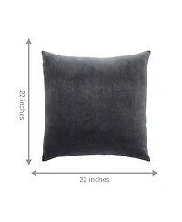 Ihi Home Solid Velvet Pillow Front and Back Velvet, 22"Sq