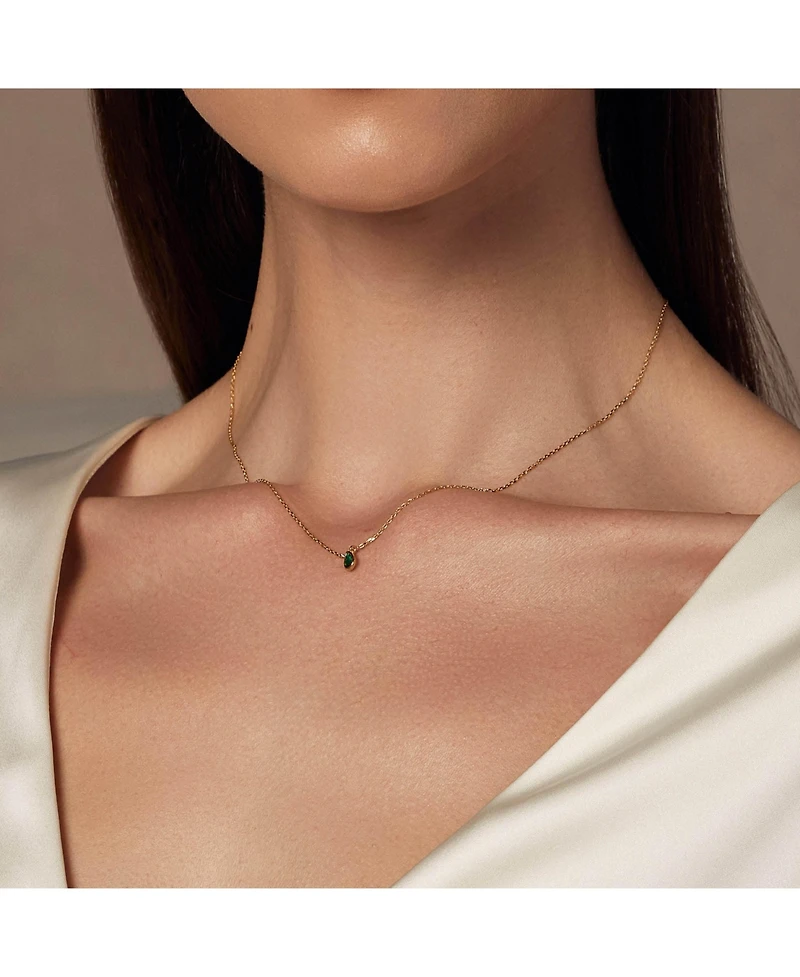 Sterling Silver 18k Gold Plated Ivy Emerald Necklace – Lightweight Jewelry, Trending for Summer