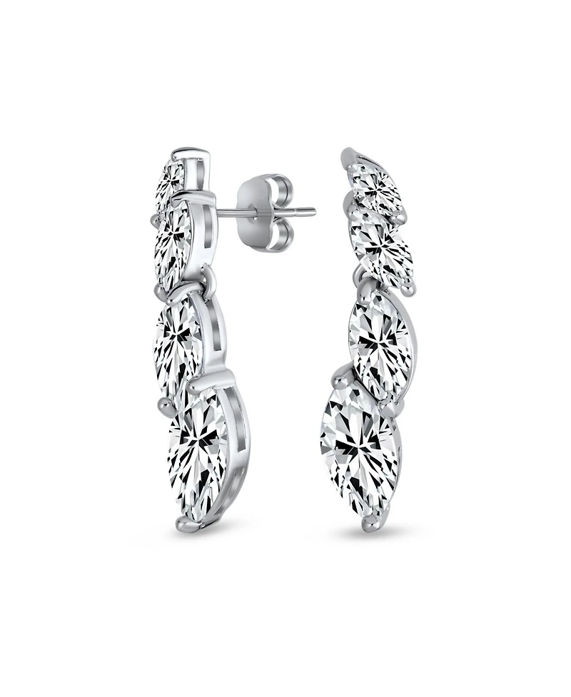 Bling Jewelry Classic Marquise Leaf Cz Statement V Necklace Chandelier Earrings Jewelry Set