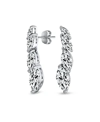 Bling Jewelry Classic Marquise Leaf Cz Statement V Necklace Chandelier Earrings Jewelry Set