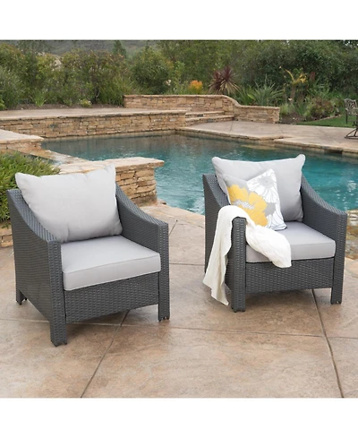 Streamdale Furniture Wicker Club Chairs with Water-Resistant Cushions (Set of 2)