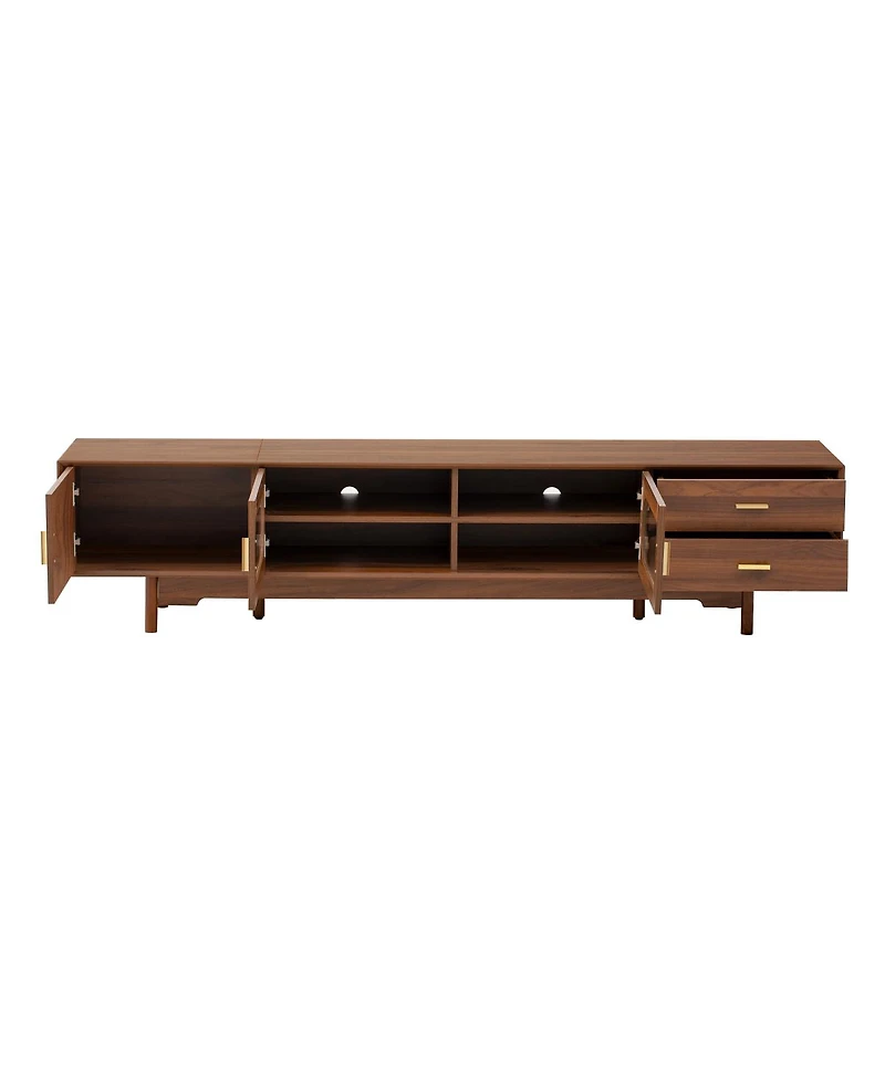 Streamdale Furniture 78" Tv Stand for TVs Up to 85", Modern Cabinet w/Fluted Glass Doors & 2 Drawers