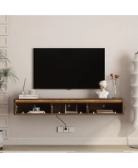 Streamdale FurnitureFloating Tv Stand with Led Lights & Power Outlet