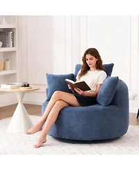 Streamdale Furniture 360° Swivel Accent Barrel Chair with 3 Removable Pillows