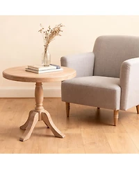 Streamdale 23.6" Round Wooden End Table, 2 Heights Available, Natural
