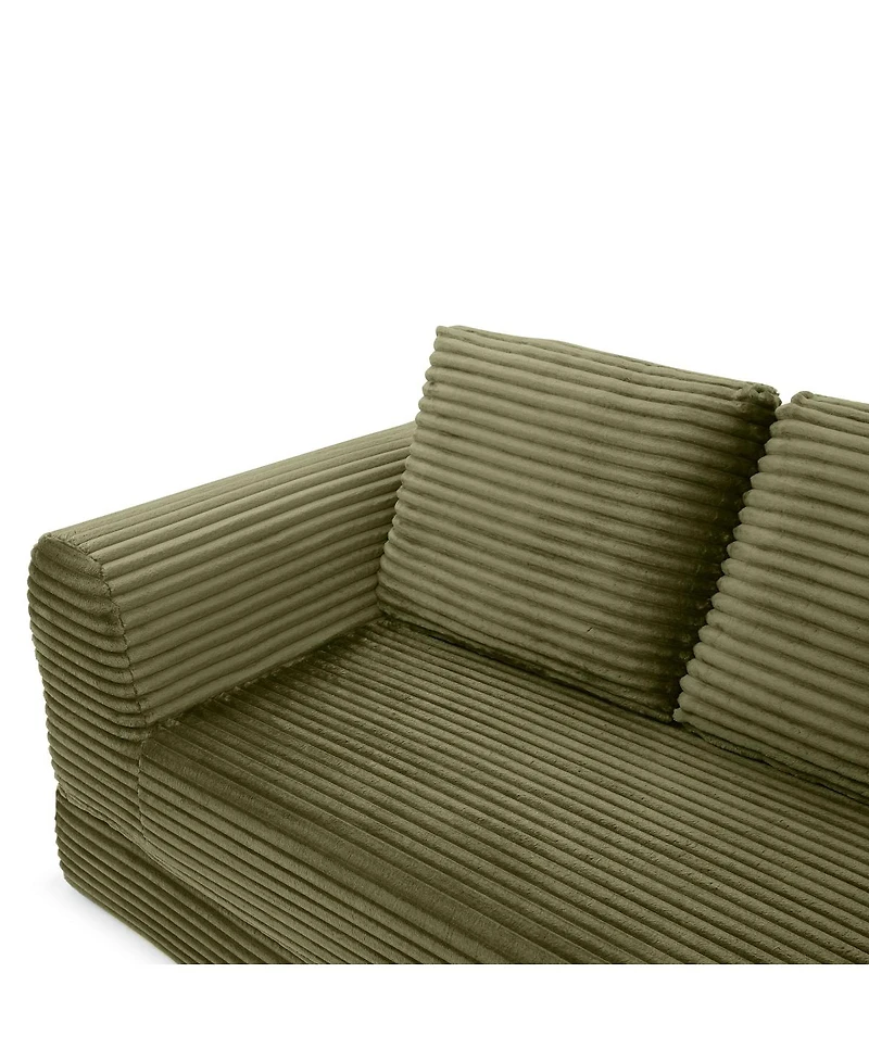 Streamdale Furniture 2-in-1 Folding Convertible Sofa Bed, Modern Corduroy Sleeper Couch with 2 Pillows