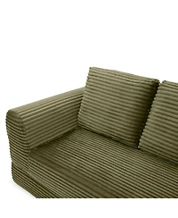 Streamdale Furniture 2-in-1 Folding Convertible Sofa Bed, Modern Corduroy Sleeper Couch with 2 Pillows