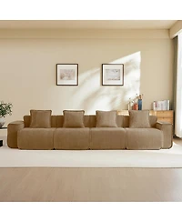 Streamdale Furniture Streamlined Deep Seat Modular 4-Seat Boneless Sofa with French Edge Piping, Brown Velvet