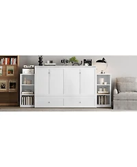 Streamdale Furniture Queen size Murphy bed with storage drawers and shelves. White