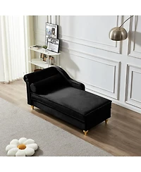 Streamdale Furniture Modern Upholstery Chaise Lounge Chair with Storage Velvet (Black