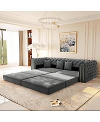 Streamdale Furniture 90.6" 3-in-1 Convertible Sleeper Sofa with Ottoman