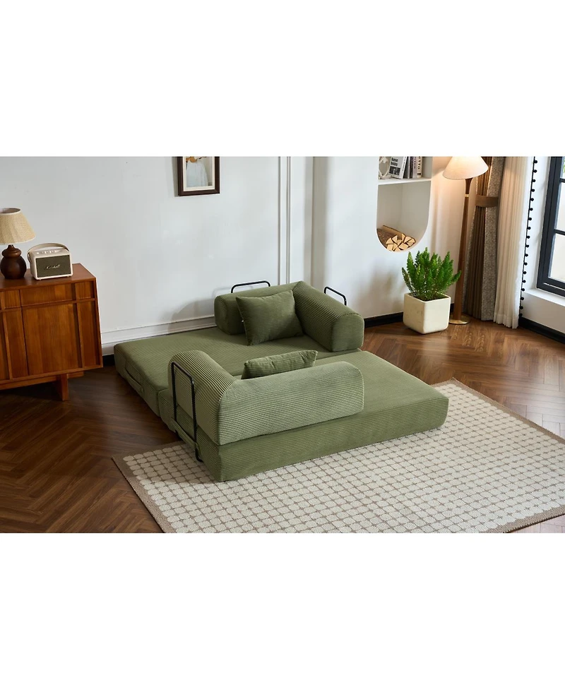Streamdale Furniture 5-in-1 Convertible Corduroy Sofa Bed - No Assembly Required
