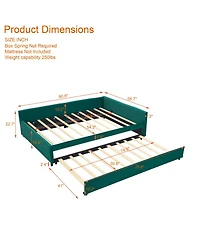 Streamdale Furniture Emerald Upholstered Daybed with Trundle, Modern Diamond Grid Design