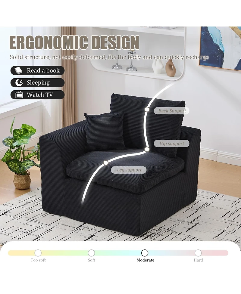 Streamdale Furniture Modular Sectional Sofa Cloud Couch, Comfy Modern 2 Seater with Removable Cushion Covers