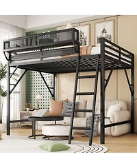 Streamdale Furniture Loft Bed with Ladder and Storage Shelves
