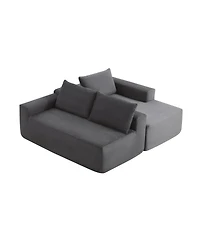 Streamdale Furniture 105.7" Gray Corduroy U-Shaped Cloud Sectional Couch with Chaise, Deep Seat