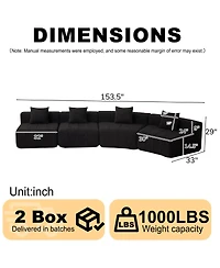 Streamdale Furniture Chenille Curved Sectional Sofa with 4 Pillows