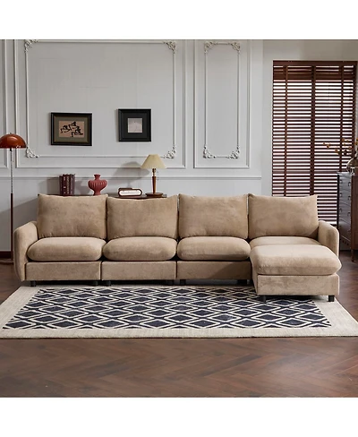 Streamdale Furniture 130" Oversize 5-Piece Modular Sectional Sofa with Ottoman