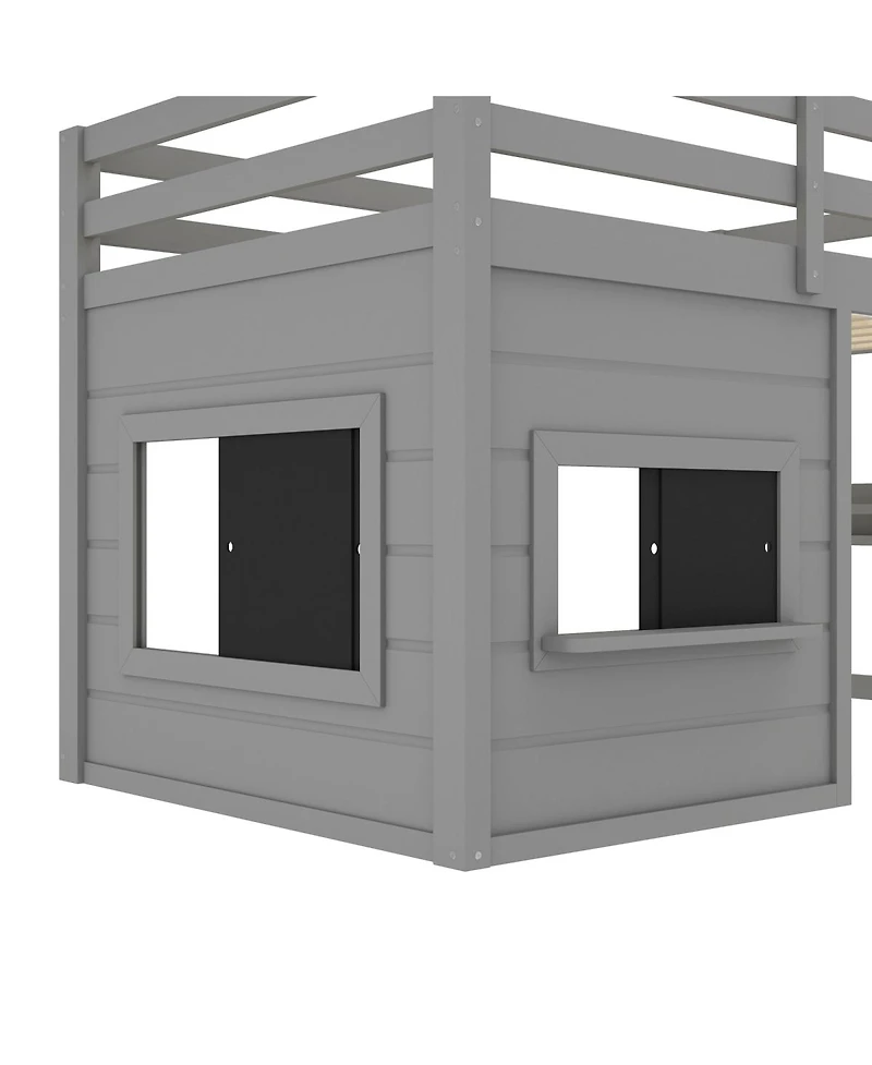 Draft - Streamdale Furniture Twin Loft Bed with Slide, Chalkboard, Bookshelf & Rails