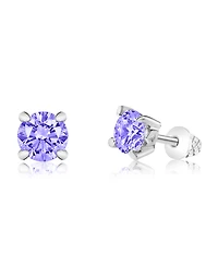 Chanteur Girls /Girl/February Crystal White Gold Palladium Plating Screwstud Earring