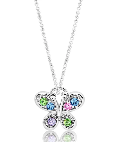 Chanteur Girls /Girl/Butterfly Crystal White Gold Palladium Plating Necklace