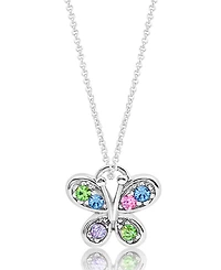 Chanteur Girls /Girl/Butterfly Crystal White Gold Palladium Plating Necklace
