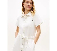 Tommy Hilfiger Women's Short-Sleeve Belted Shirt Dress