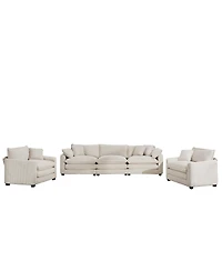 Streamdale Furniture Luxurious Corduroy 3-Piece Sofa Set (2 Single, 1 Three-Seater)