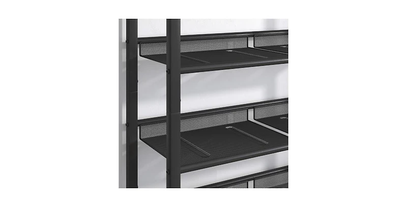 Mdf Industrial Shoe Rack, Adjustable Rustic Style 5-Tier Shoe Rack Storage Rack With 4 Grid Shelves