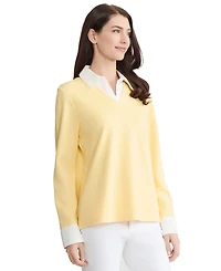 Jones New York Petite Long-Sleeve Twofer Top