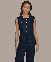 Donna Karan New York Women's Sleeveless Pinstripe Vest