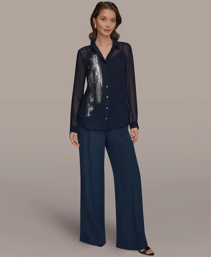 Donna Karan New York Women's Brush Stroke Button-Down Camisole Top