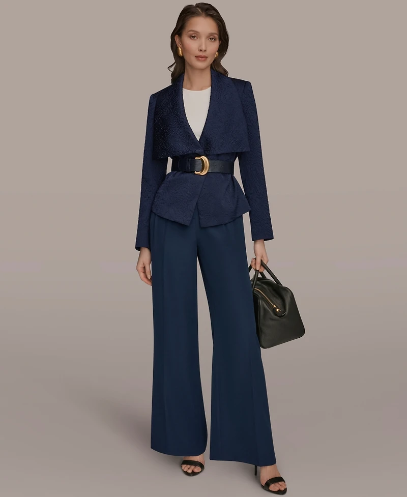 Donna Karan New York Women's Novelty Wide Lapel Belted Blazer
