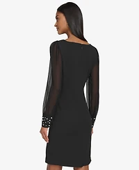 Karl Lagerfeld Paris Women's Illusion-Sleeve Beaded-Cuff Dress