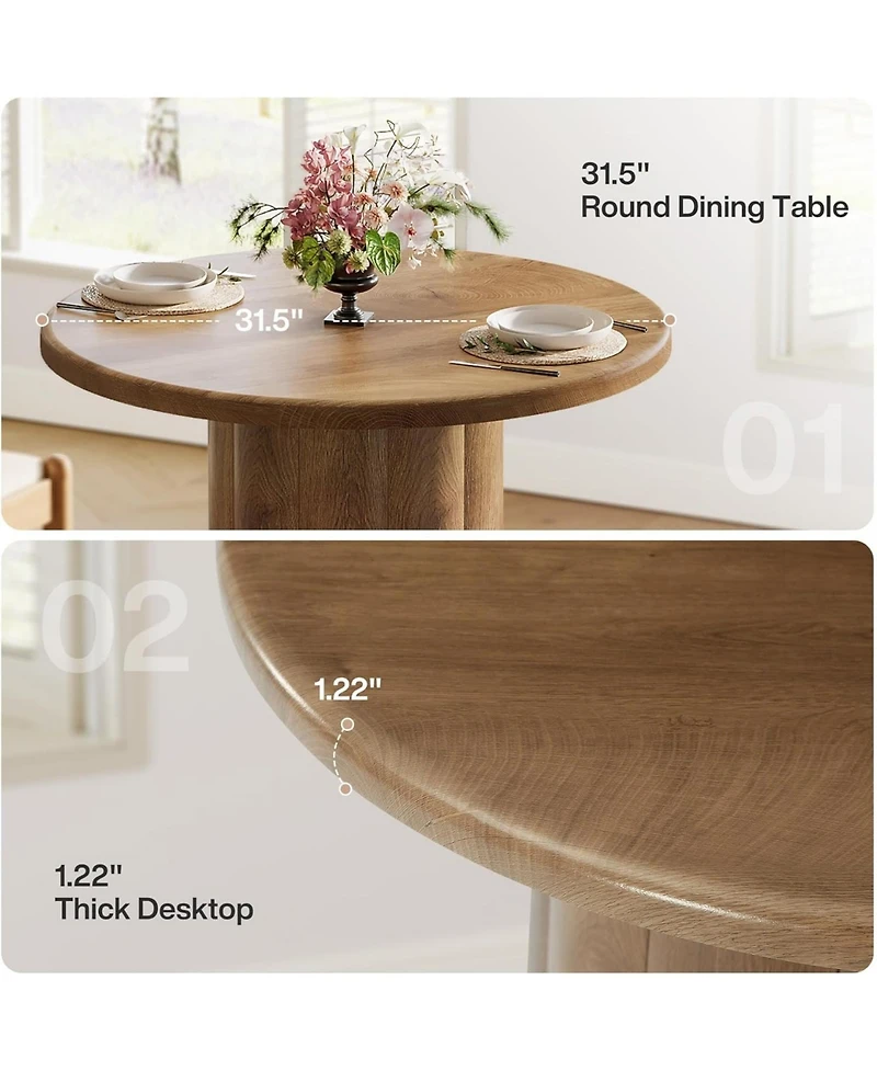 Tribesigns 31.5-Inch Round Dining Table for 2-4 People, Small Kitchen Table with Sturdy Base for Dining Room, Living Room (Only Table)