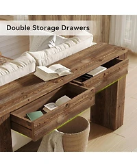 Tribesigns Sofa Table with 2 Drawers, 63 Inches Extra Long Console Table, Solid Wood Sofa Table Behind Couch, Large Entryway Hallway Foyer Tables