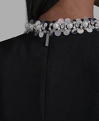 Karl Lagerfeld Paris Women's A-Line Embellished Mock Neck Dress