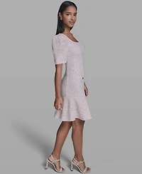 Karl Lagerfeld Paris Women's Flounce Hem Square Neck Dress