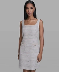 Karl Lagerfeld Paris Women's Metallic A-Line Square Neck Dress